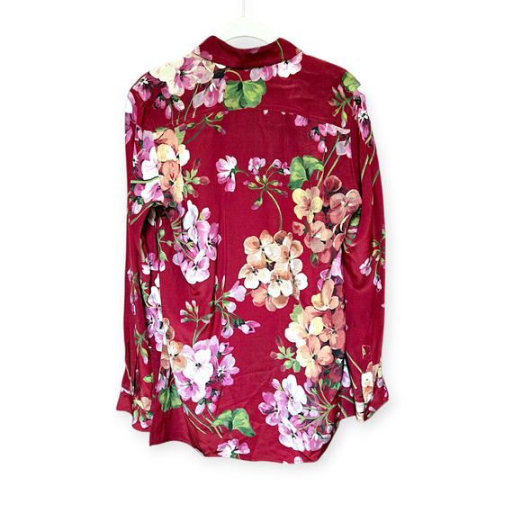 Gucci Blooms Silk Burgundy Floral Button-Up Blouse IT 40 / US Small - Picture 3 of 8